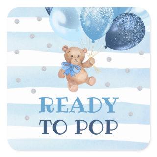 Teddy Bear Ready to Pop Favor Rectangular Sticker