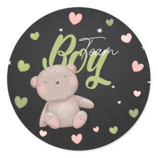 Teddy Bear Team Boy Gender Reveal Stickers