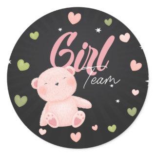 Teddy Bear Team Girl Gender Reveal Stickers