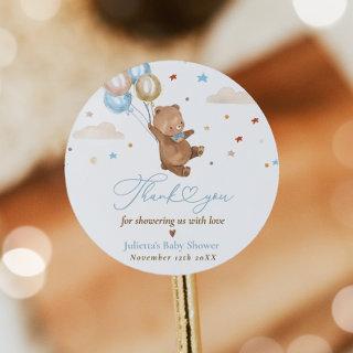 Teddy Bear We Can Bearly Wait Baby Shower Favor Classic Round Sticker