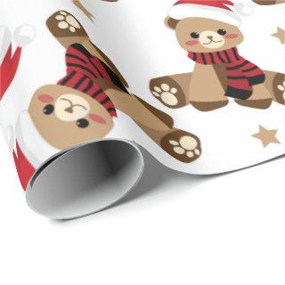 Teddy Bear with Santa Claus Hat Pattern Holiday