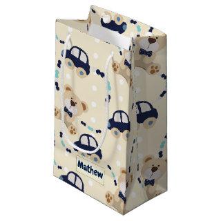Teddy Bears and Cars Baby Boy Pattern Small Gift Bag
