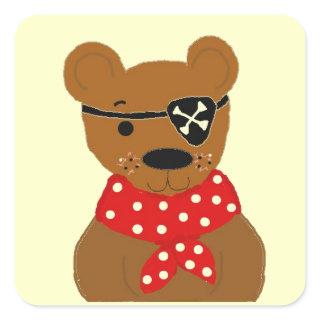 Teddybear Pirate Square Sticker