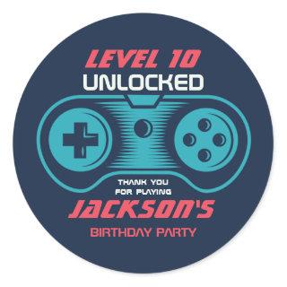 Teen Gaming Video Game Player Gamer Birthday Party Classic Round Sticker