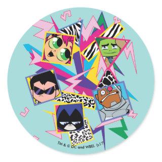 Teen Titans Go! | Retro 90's Group Collage Classic Round Sticker
