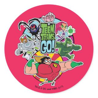 Teen Titans Go! | Team Group Graphic Classic Round Sticker