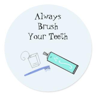 Teeth Brushing Reminder Classic Round Sticker