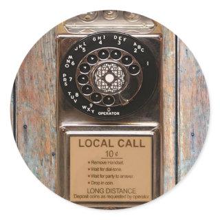 Telephone antique rotary pay phone rugged classic round sticker