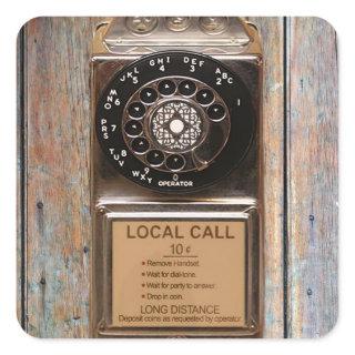 Telephone antique rotary pay phone rugged square sticker