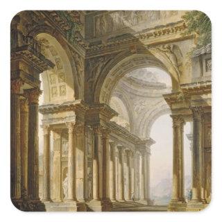 Temple in Ruins Square Sticker