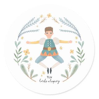 Ten Lords a-leaping 12 Days of Christmas Cute Folk Classic Round Sticker