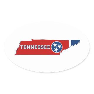 Tennessee State Flag and Map Oval Sticker
