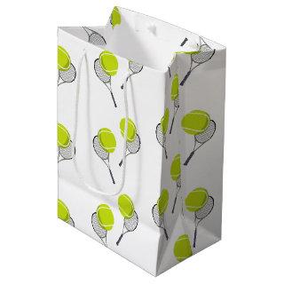 Tennis Ball & Racket Racquet Pattern Medium Gift Bag