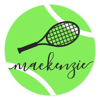 Tennis Ball Stickers Green Personalized Name