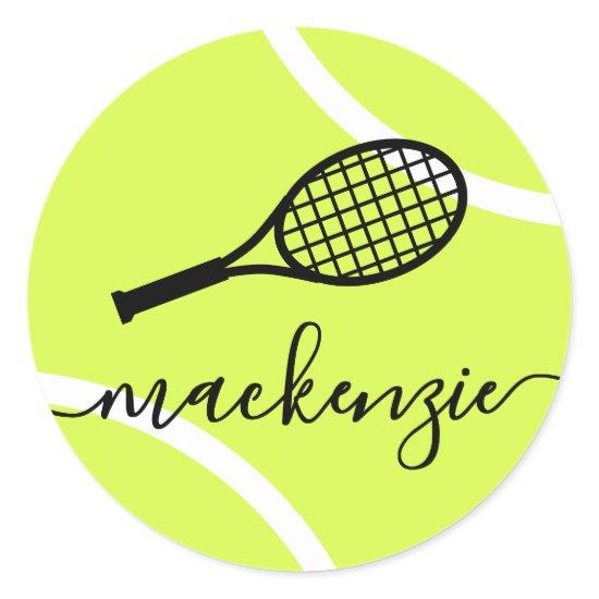 Tennis Ball Stickers Personalized Script Name