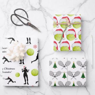 Tennis Christmas Santa Player Ball Racket & Tree  Sheets