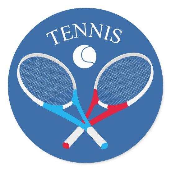 Tennis rackets and tennis ball classic round sticker