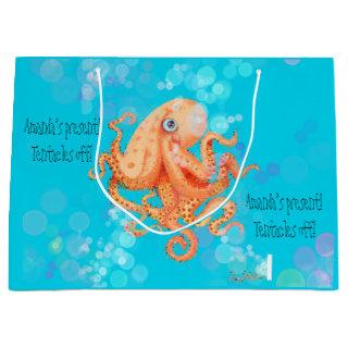 Tentacles off personalized octopus with bubbles large gift bag