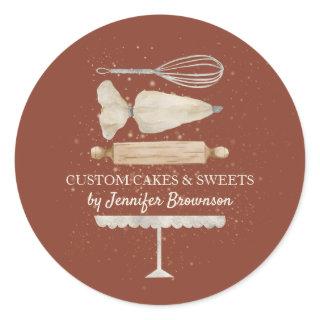 Terracotta bakery chef custom business pastry classic round sticker