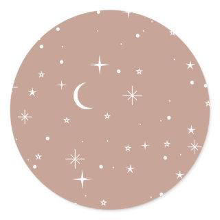 Terracotta Celestial Pattern Classic Round Sticker