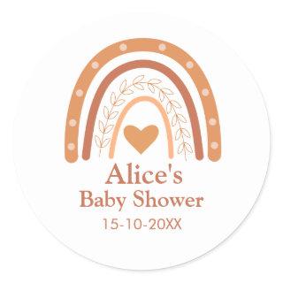 Terracotta Gender Neutral boho rainbow custom  Classic Round Sticker