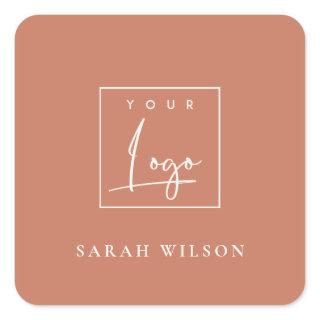 Terracotta Rust Custom Promotional Business Logo Square Sticker