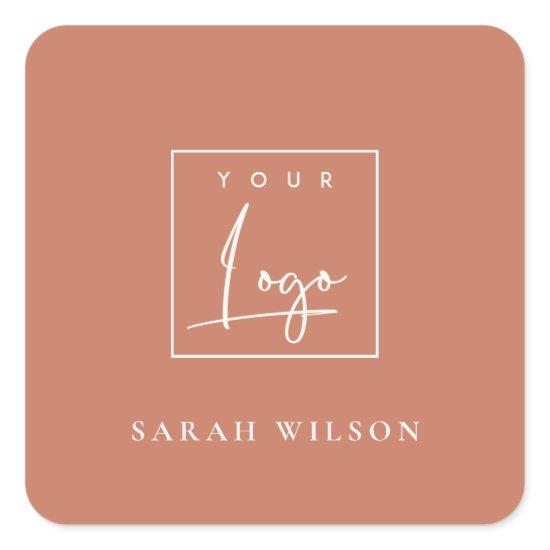 Terracotta Rust Custom Promotional Business Logo Square Sticker