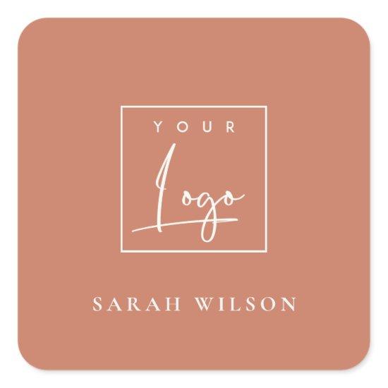 Terracotta Rust Custom Promotional Business Logo Square Sticker