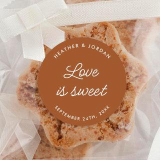 Terracotta Rust Love Is Sweet Wedding Favors Classic Round Sticker