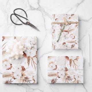 Terracotta White and Ivory Flowers Boho Botanical  Sheets