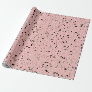 Terrazzo Retro Pink Black Vintage Pattern Design