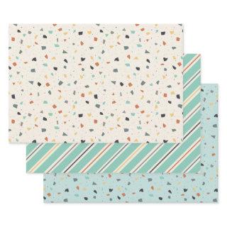Terrazzo Tile Confetti Modern Style Earth Tones  Sheets
