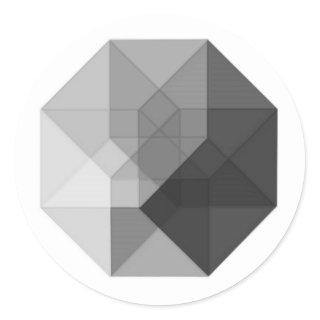 Tesseract (greyscale) classic round sticker