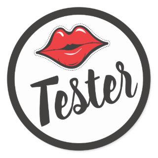 TESTER Red Kiss Lipstick & Beauty Distributor Classic Round Sticker