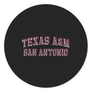 Texas Am San Antonio Jaguars Arch Heather Gray Classic Round Sticker