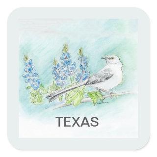 Texas bird flower square sticker