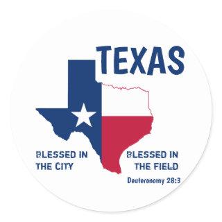 TEXAS Christian Scripture Blessed Classic Round Sticker