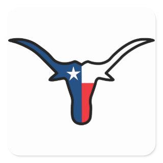 Texas Flag Longhorn Square Sticker