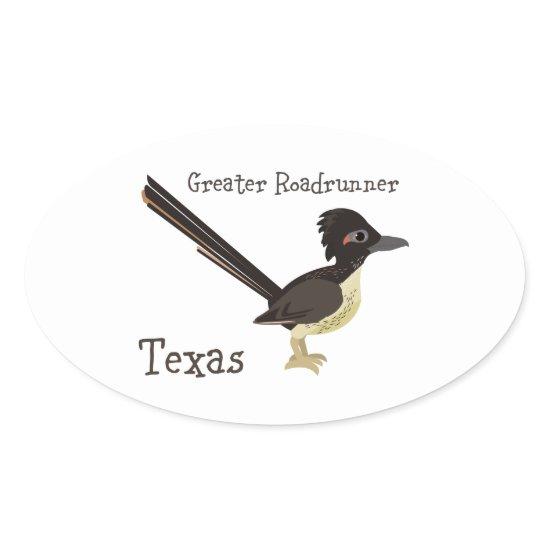 Texas Greater Roadrunner Oval Sticker