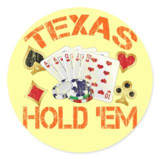 TEXAS HOLD 'EM - DISTRESSED CLASSIC ROUND STICKER