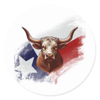 Texas longhorn cow classic round sticker