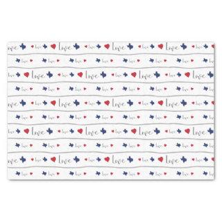 Texas Love and Hearts Pattern Tissue Paper
