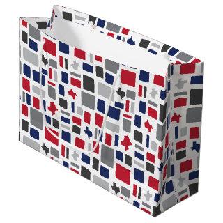 Texas Red & Blue Wonky Squares & Rectangles Large  Large Gift Bag