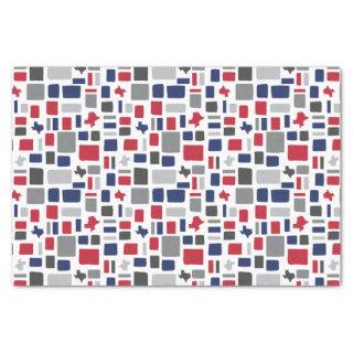 Texas Red & Blue Wonky Squares & Rectangles Tissue Paper