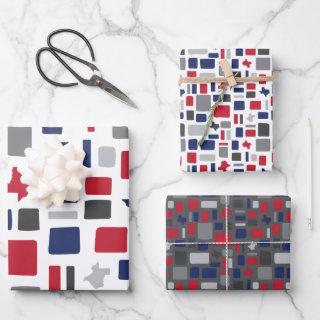 Texas Red & Blue Wonky Squares & Rectangles  Sheets