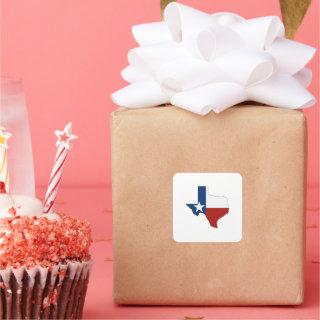 Texas Shaped State Flag Red White Blue Texan Star Square Sticker