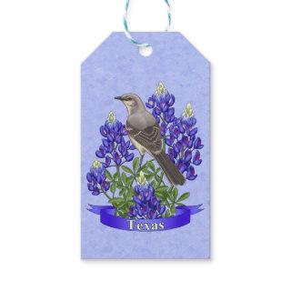 Texas State Mockingbird & Bluebonnet Flower Gift Tags