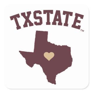 Texas State University State Love Square Sticker