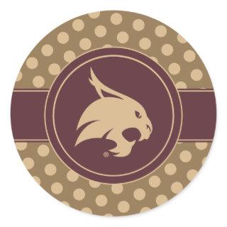 Texas State University Supercat Polka Dot Pattern Classic Round Sticker