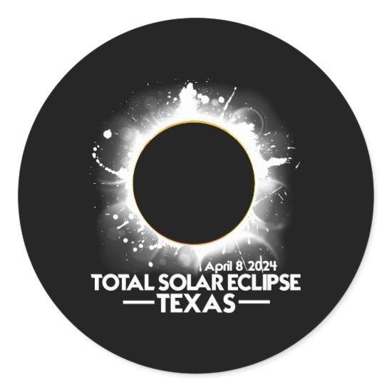 Texas Total Solar Eclipse 2024 April 8 America Tot Classic Round Sticker